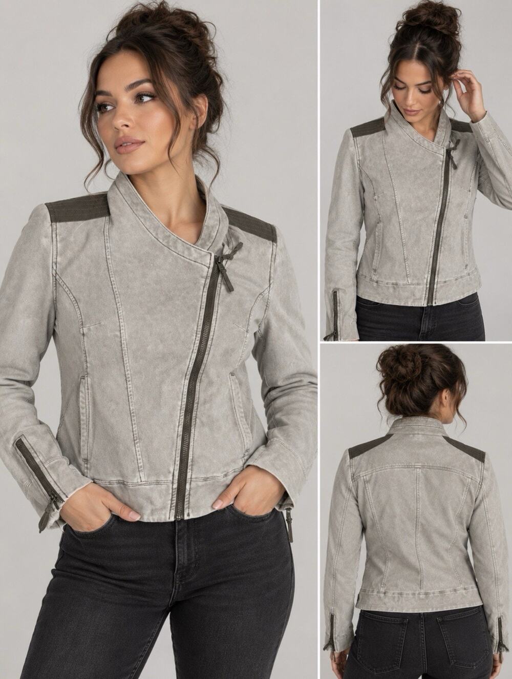 Anthropologie MARRAKECH Sz M Women's Suede Edgy Washed Moto Jacket Grunge Y2K